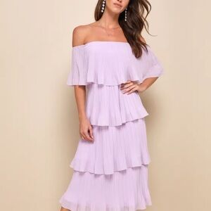 Lulu's Strapless Lavender Layered Dress